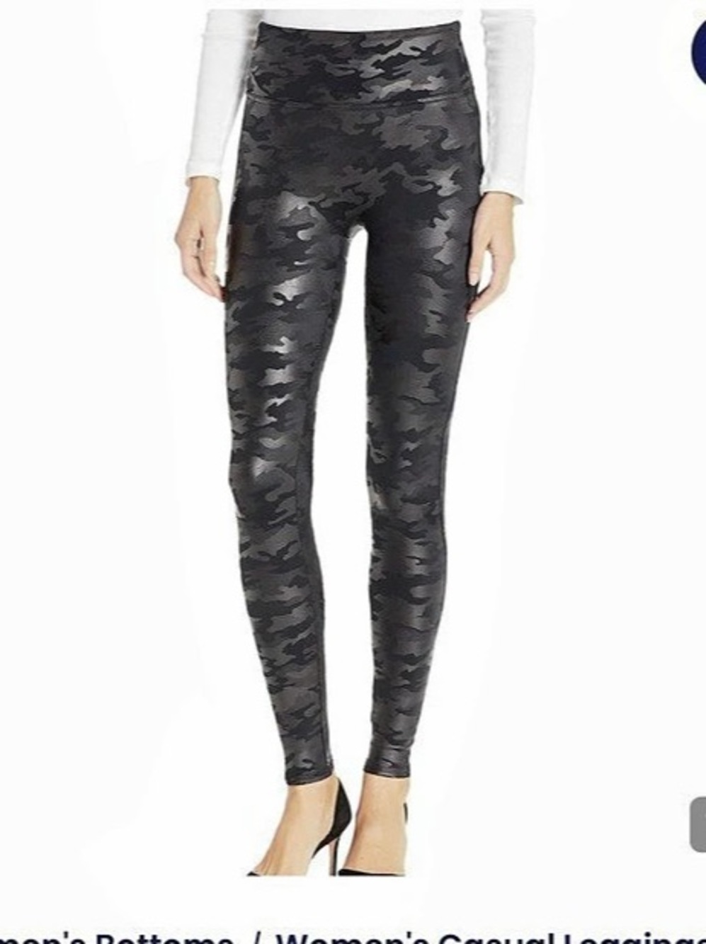 SPANX Faux Leather Camo Leggings Black Medium